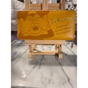 Disney Mickey Minnie Mouse Zip Around Wallet Mustard Cream & D23 Bandana Set